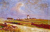 Ferdinand Loyen Du Puigaudeau Canvas Paintings - Countryside with Windmill, near Batz